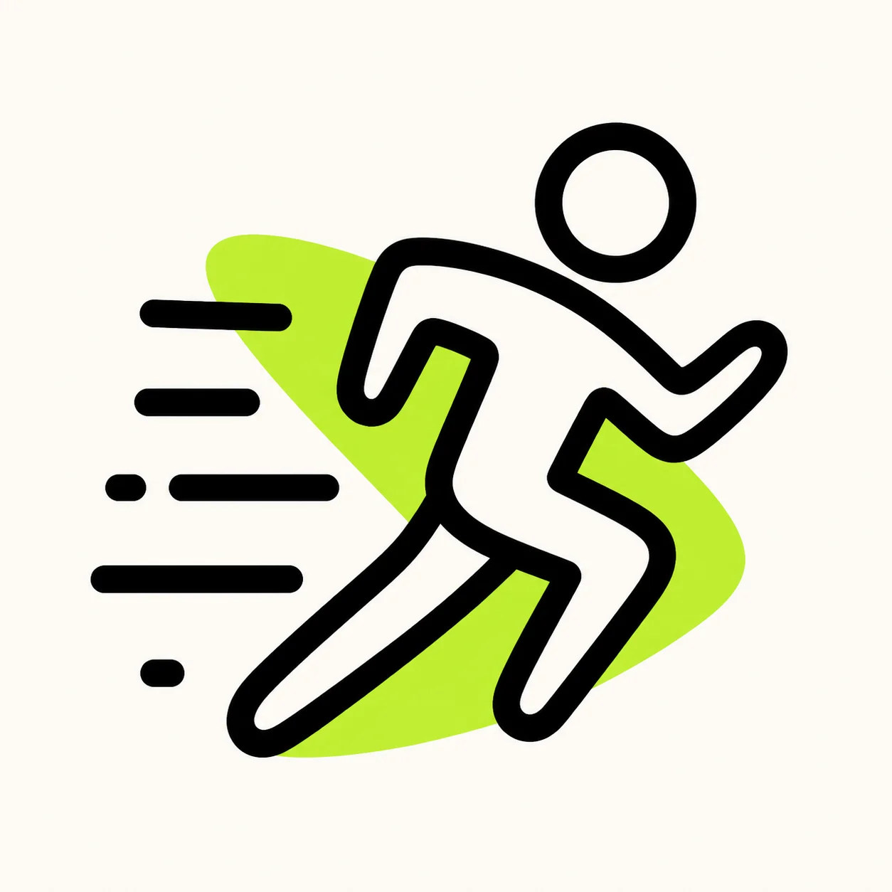 新しい動きを表現した右向きに走る人物の線画